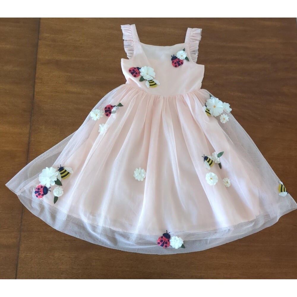 Mini Boden Kids' Ladybird & Bee Applique Tulle  Dress size 6/7 NEW No Tags